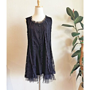 Pretty Angel Black Lace Button Down Mini Dress Small Victorian Whimsygoth‎ Fairy